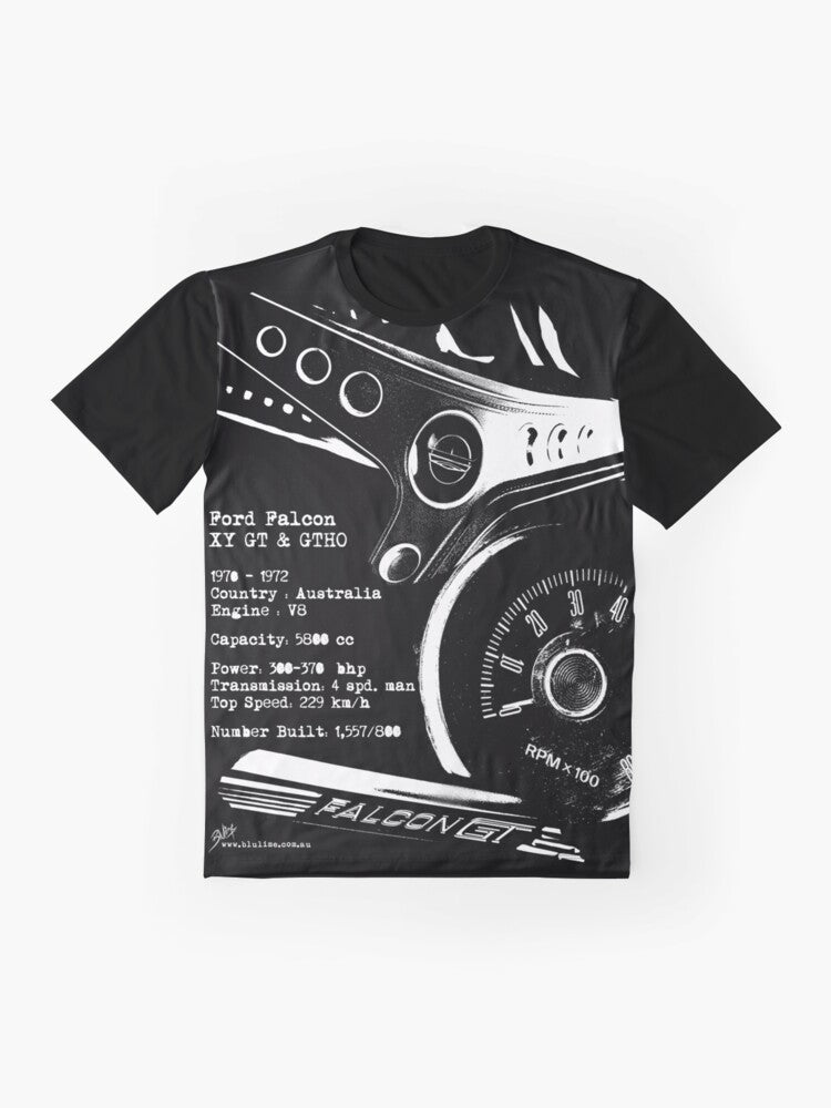 Ford Falcon XY GT & GTHO (Specifications) Graphic T-Shirt - Flat lay