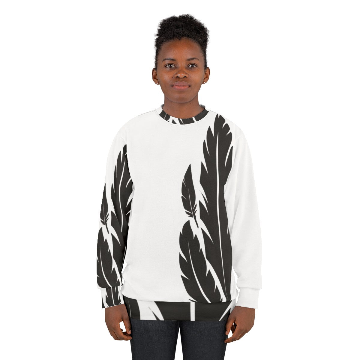 Hawkmoon Destiny 2 Sweatshirt with Black and White Feather Design - women