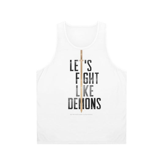 Dune inspired unisex tank top with demons fighting design