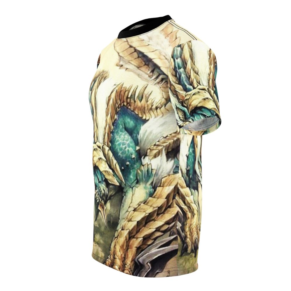 A T-shirt design featuring the fearsome Zinogre monster from the Monster Hunter video game series. - men left