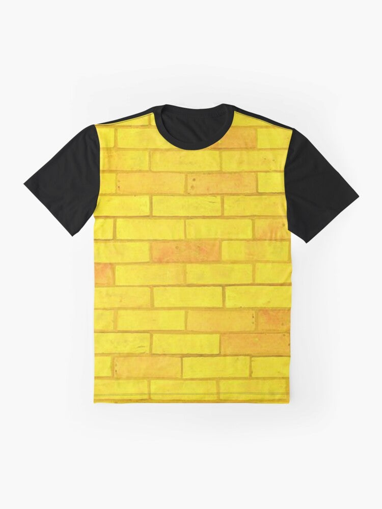 Vintage "Yellow Brick Road" graphic t-shirt in yellow and black - Flat lay