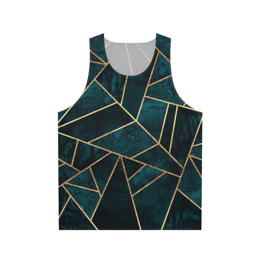 Minimalist geometric teal unisex tank top