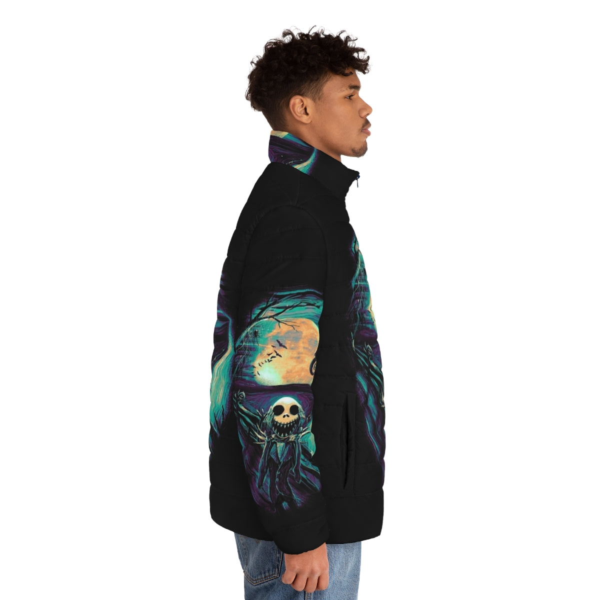 The Scream Before Christmas Puffer Jacket 2 - Nightmare Before Christmas inspired fashion featuring Edvard Munch's The Scream, Jack Skellington, and Halloween/Christmas imagery - men side right