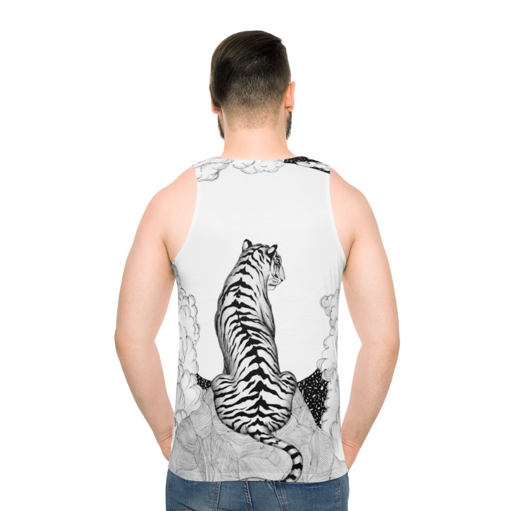 Tiger Moon Unisex Tank Top featuring a mystical tiger and moon illustration - men back