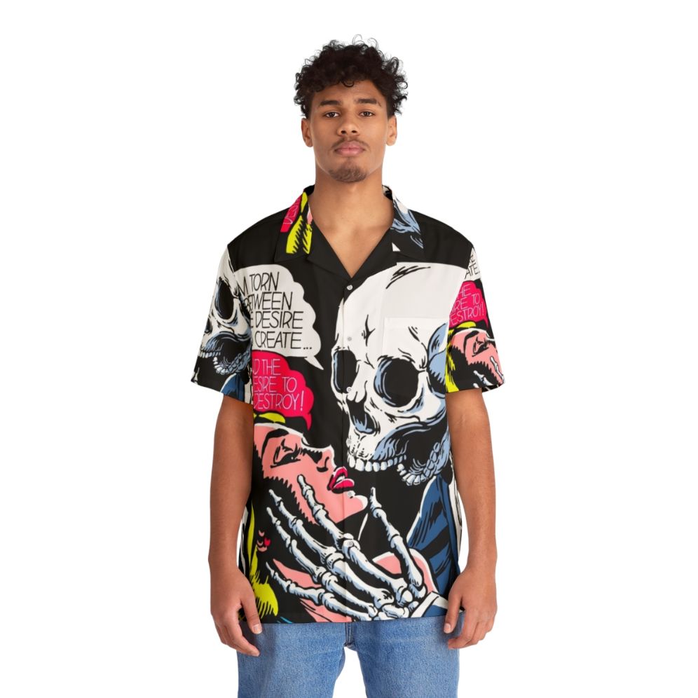 Hawaiian shirt featuring a skull and vintage comics-inspired design - People Front