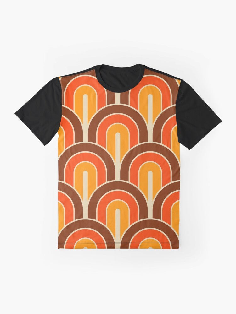 Retro geometric gradient pattern graphic t-shirt - Flat lay