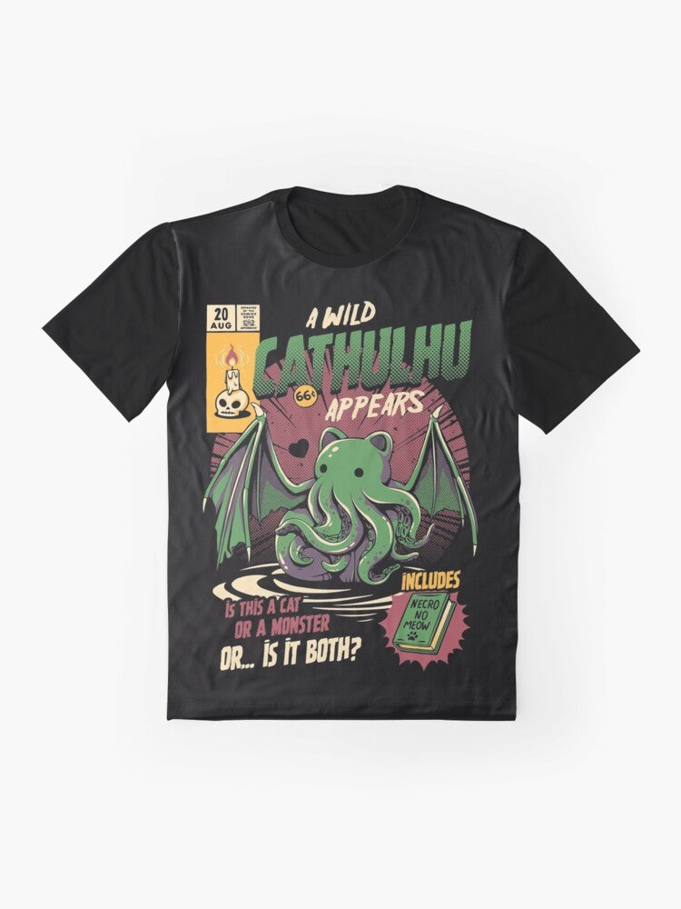 Cthulhu Cat Graphic T-Shirt - Lovecraft Horror Tee - Flat lay