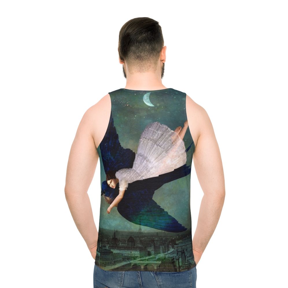 Unisex tank top with Paris night sky design - men back