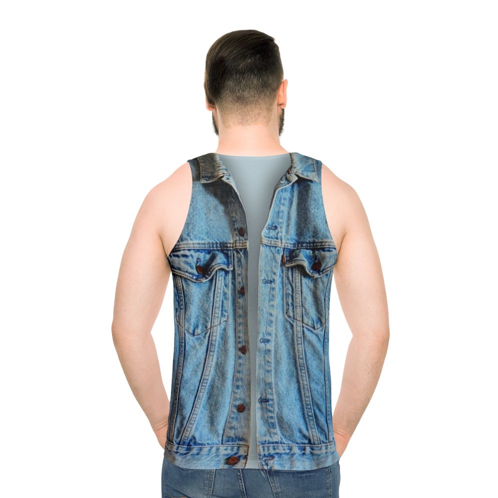 Unisex denim tank top - men back