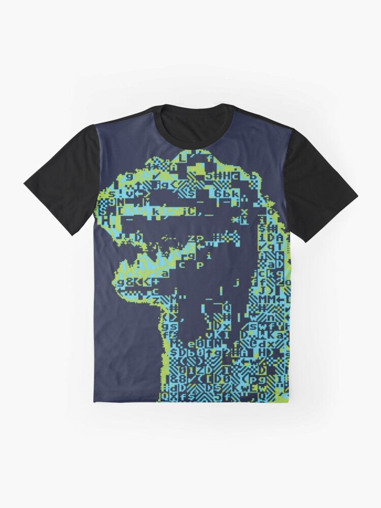 Godzilla inspired ASCII art graphic t-shirt - Flat lay