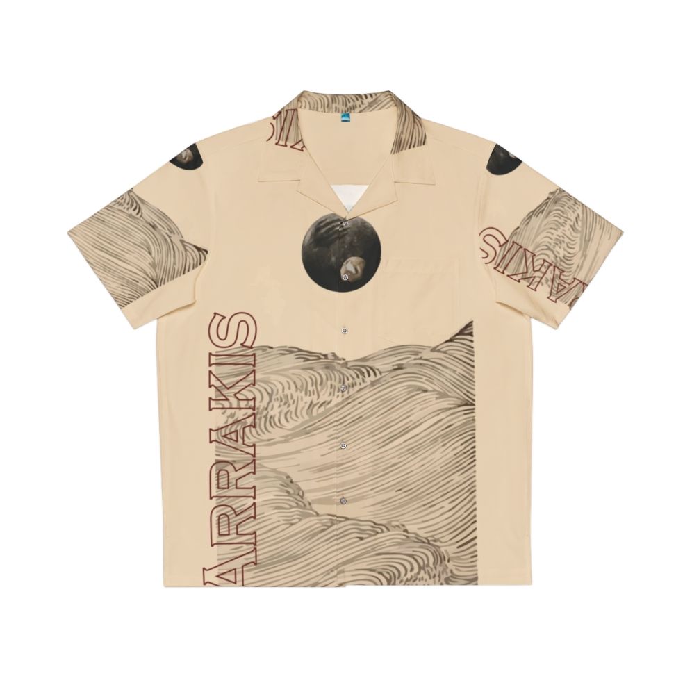 Dune-inspired Hawaiian shirt with desert landscape and Dune fan art elements