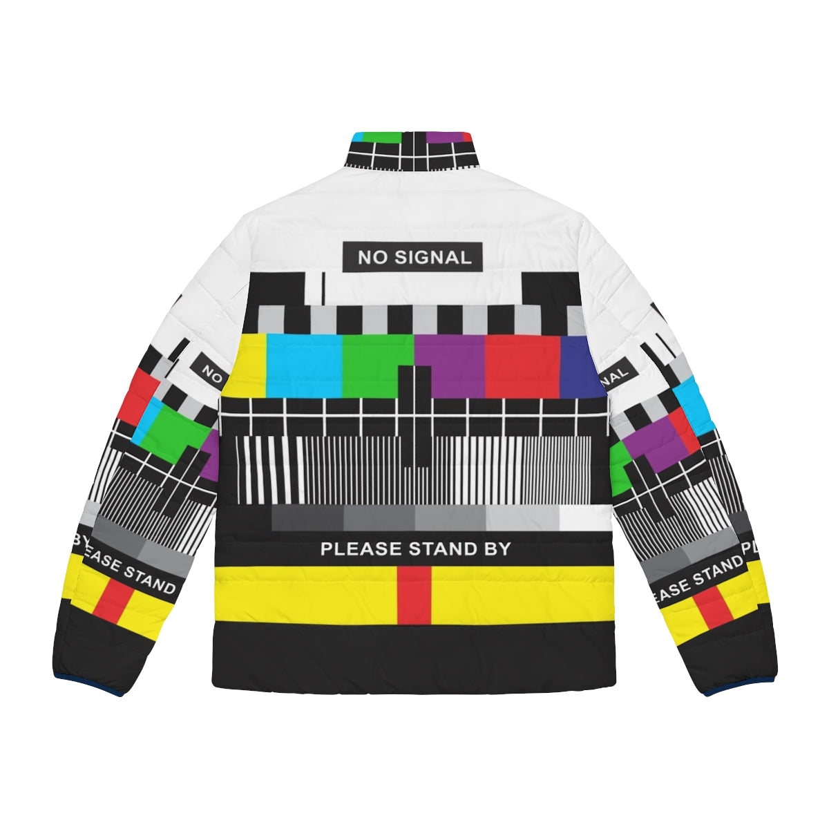 Retro TV no signal puffer jacket with vintage television pattern - Back