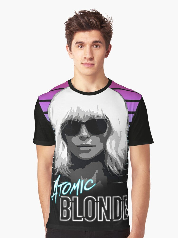 Atomic Blonde retro 80s neon movie graphic t-shirt design - Men