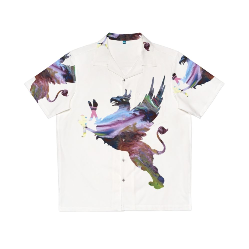 Gryphon Hawaiian Shirt with Colorful Abstract Watercolor Painting