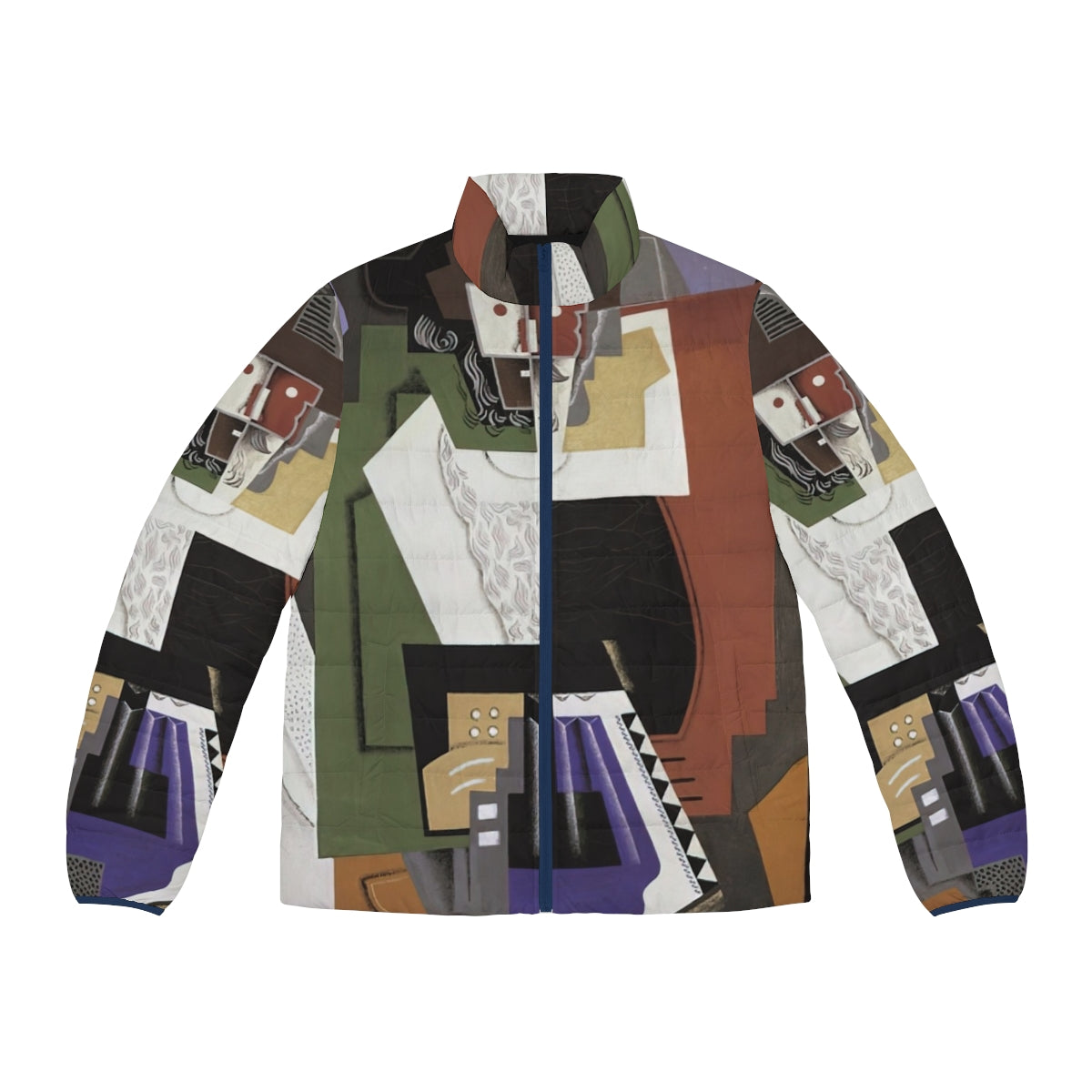 Gino Severini Futurist puffer jacket with abstract geometric shapes and vibrant colors