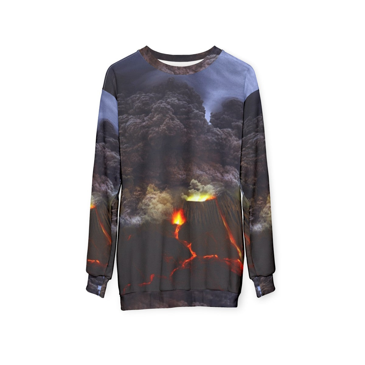 Volcano Erupting Sweatshirt with Volcanic Lava Eruption Landscape - hanging