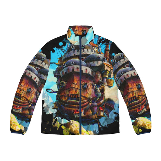 Howls Painting Puffer Jacket featuring 8-bit inspired Studio Ghibli anime art