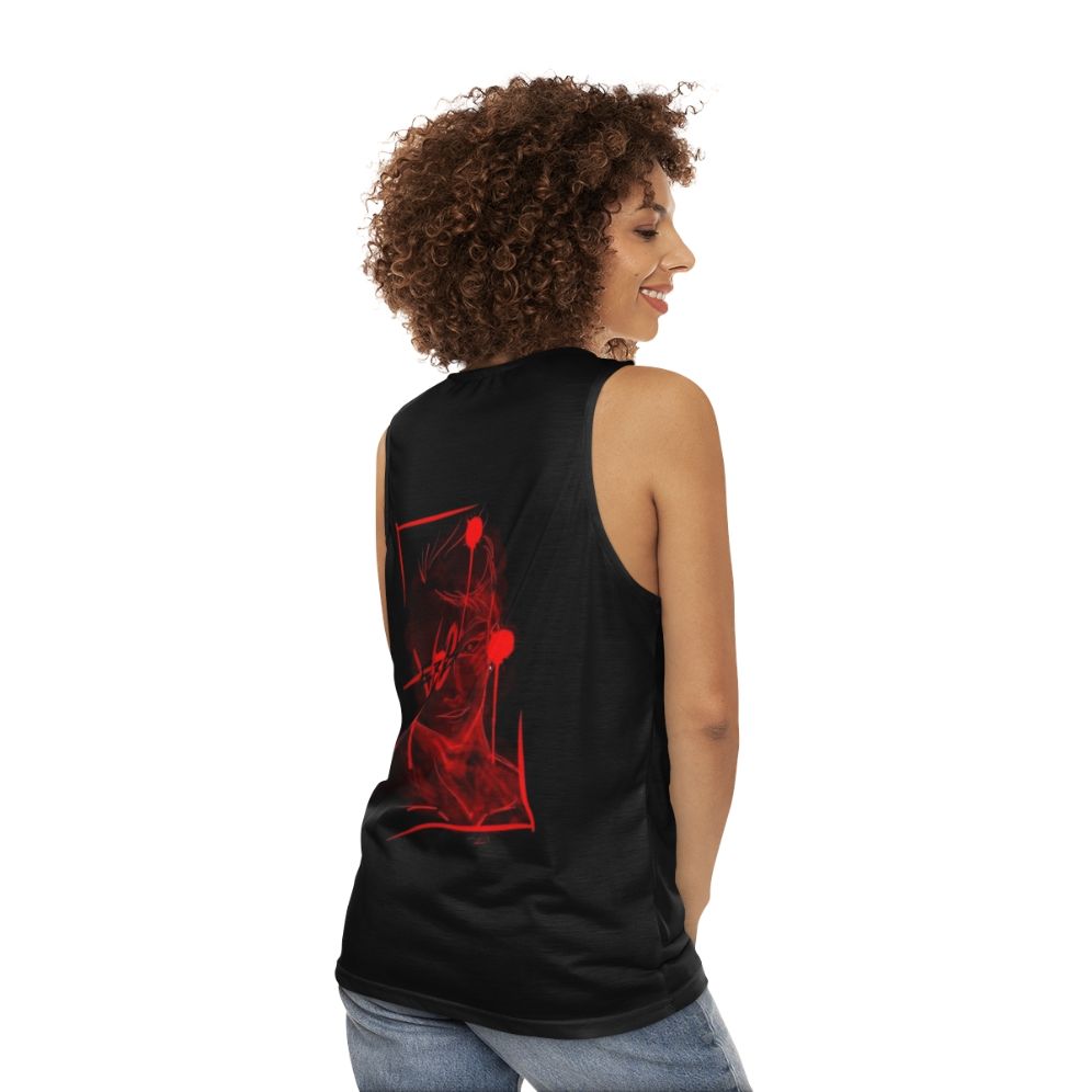 Unisex black tank top for comfortable and athletic wear - women back