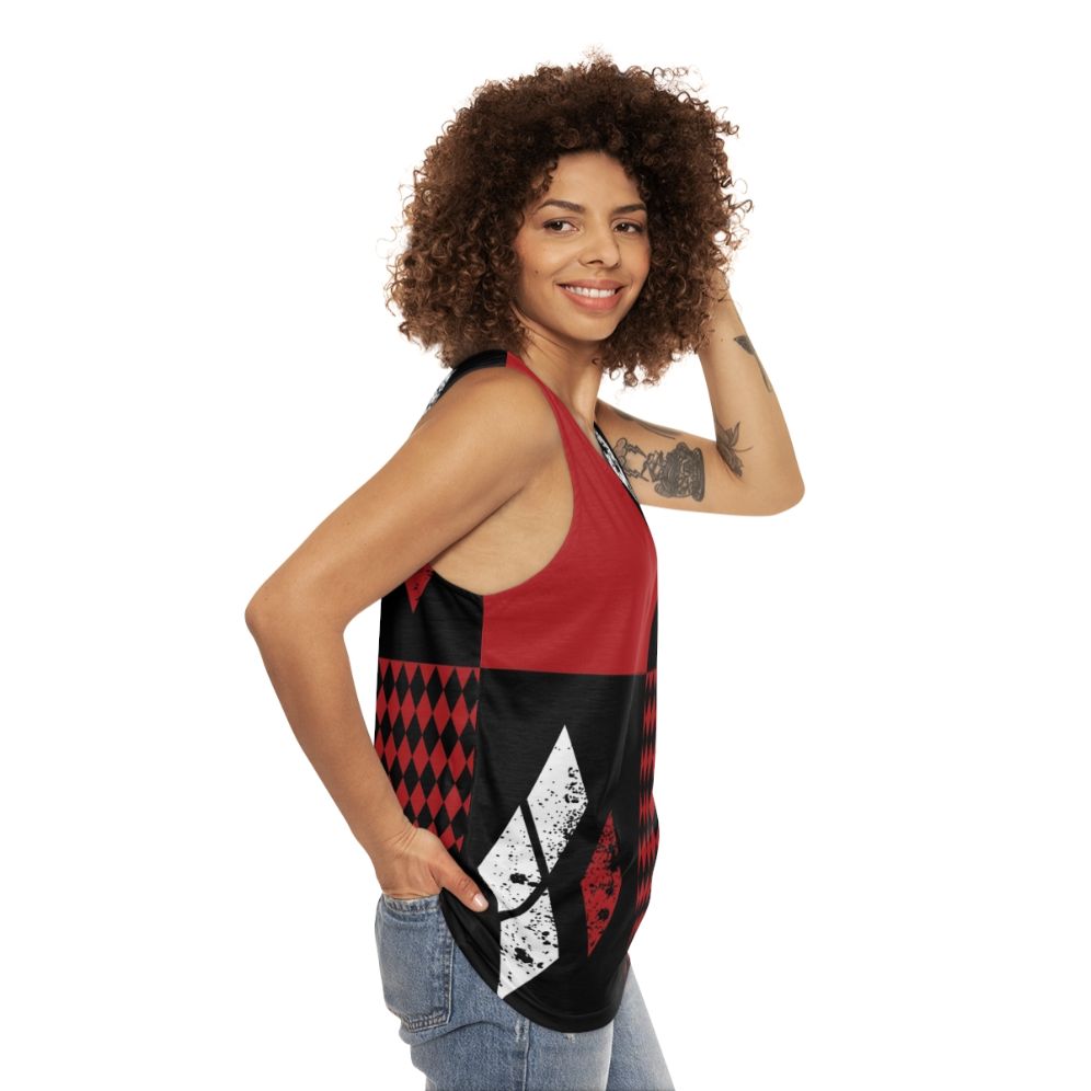 Quinn Diamonds Unisex Superhero Tank Top - women side