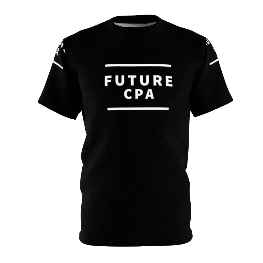 Inspirational t-shirt for CPA, accountant, and bookkeeper women with a message about the future