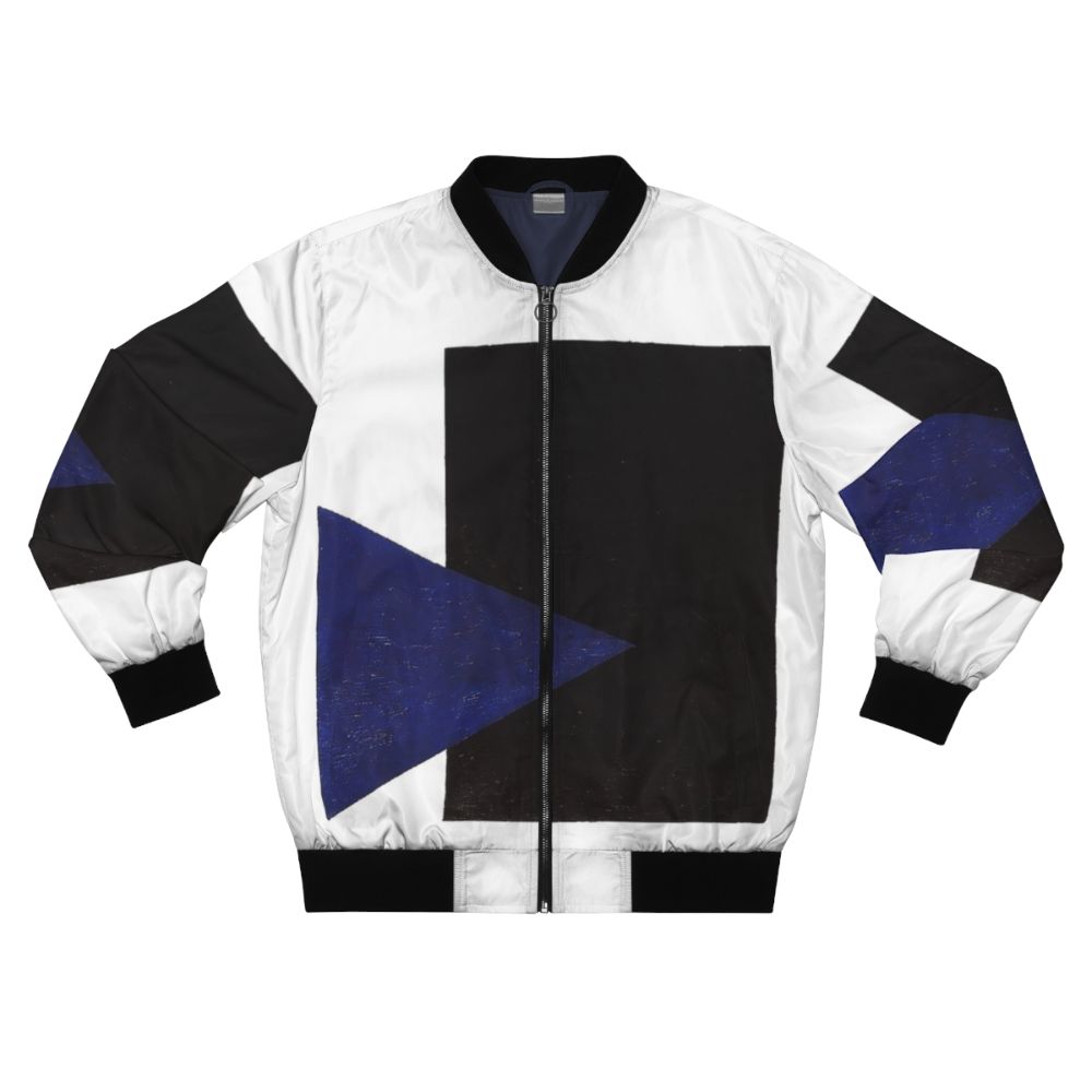 Malevich Suprematism abstract art bomber jacket with geometric shapes and faces