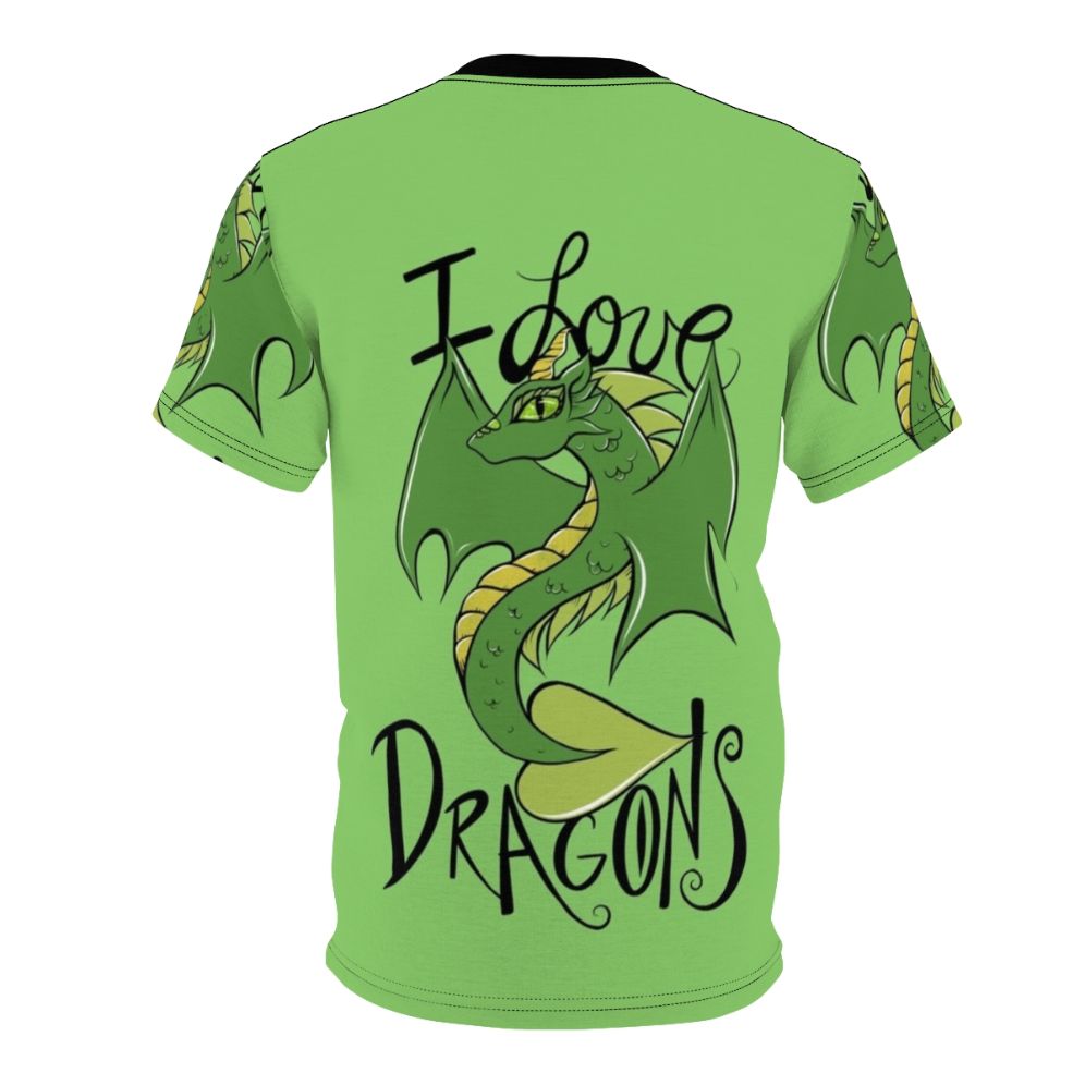 Illustration of a cute, green dragon on a t-shirt - Back