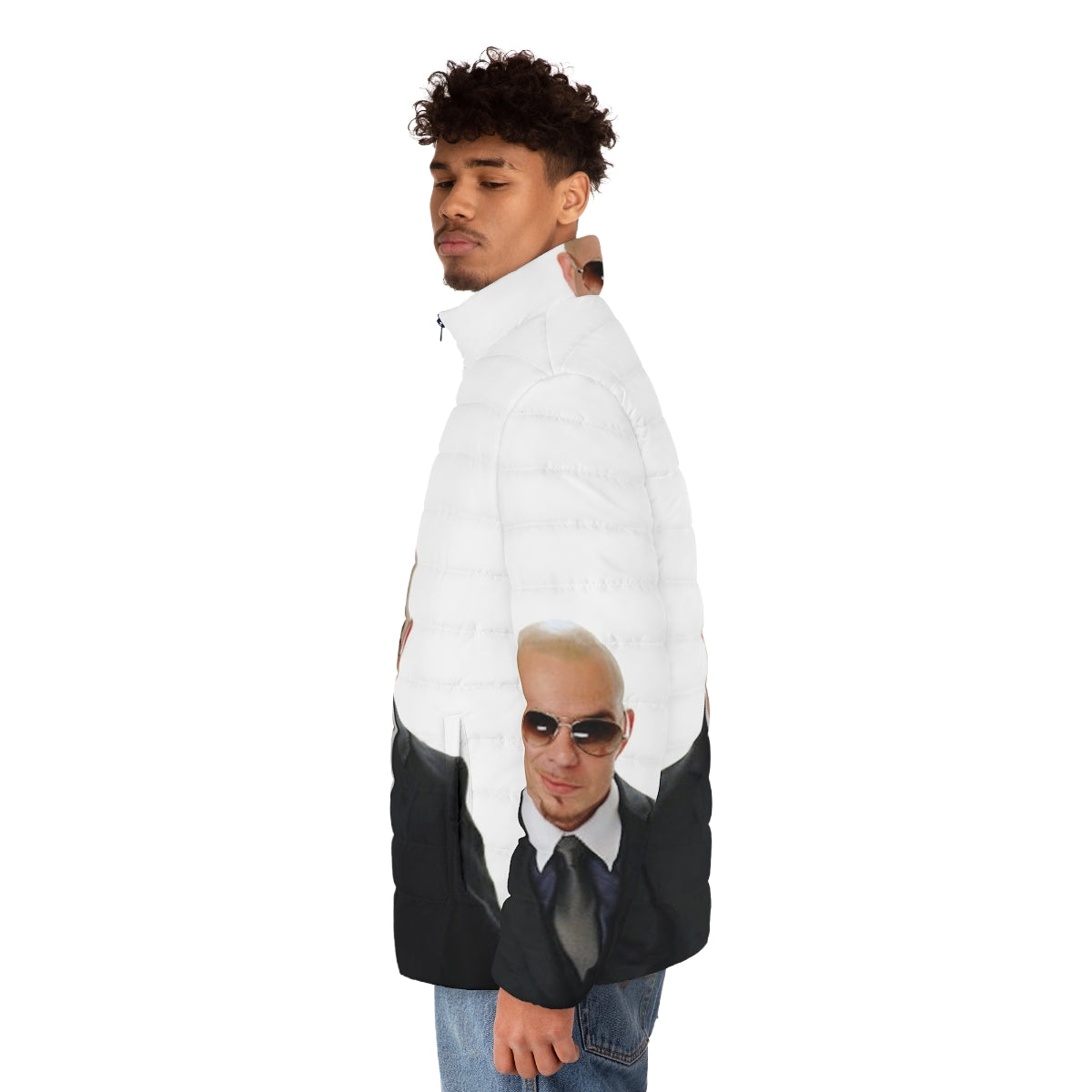 Pitbull 305 puffer jacket with edgy meme design - men side left