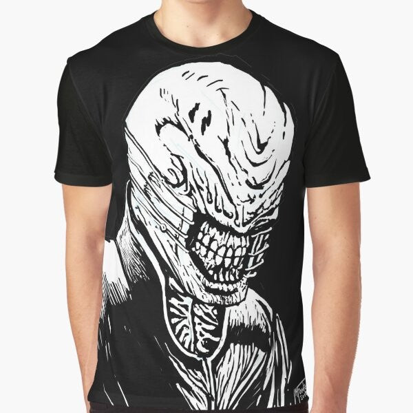 Hellraiser Chatterer Cenobite graphic printed on a t-shirt