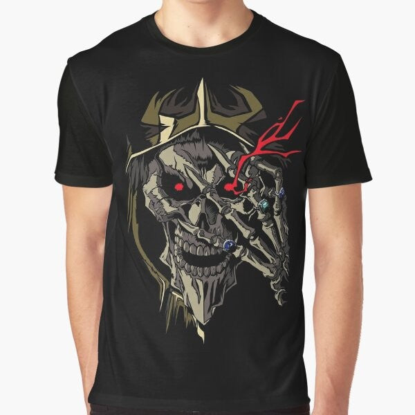 Overlord anime t-shirt featuring the Sorcerer King, Ains Ool Gown, in a dark and ominous design.