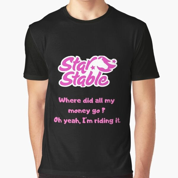 Star Stable horse game graphic t-shirt design featuring a quote or meme