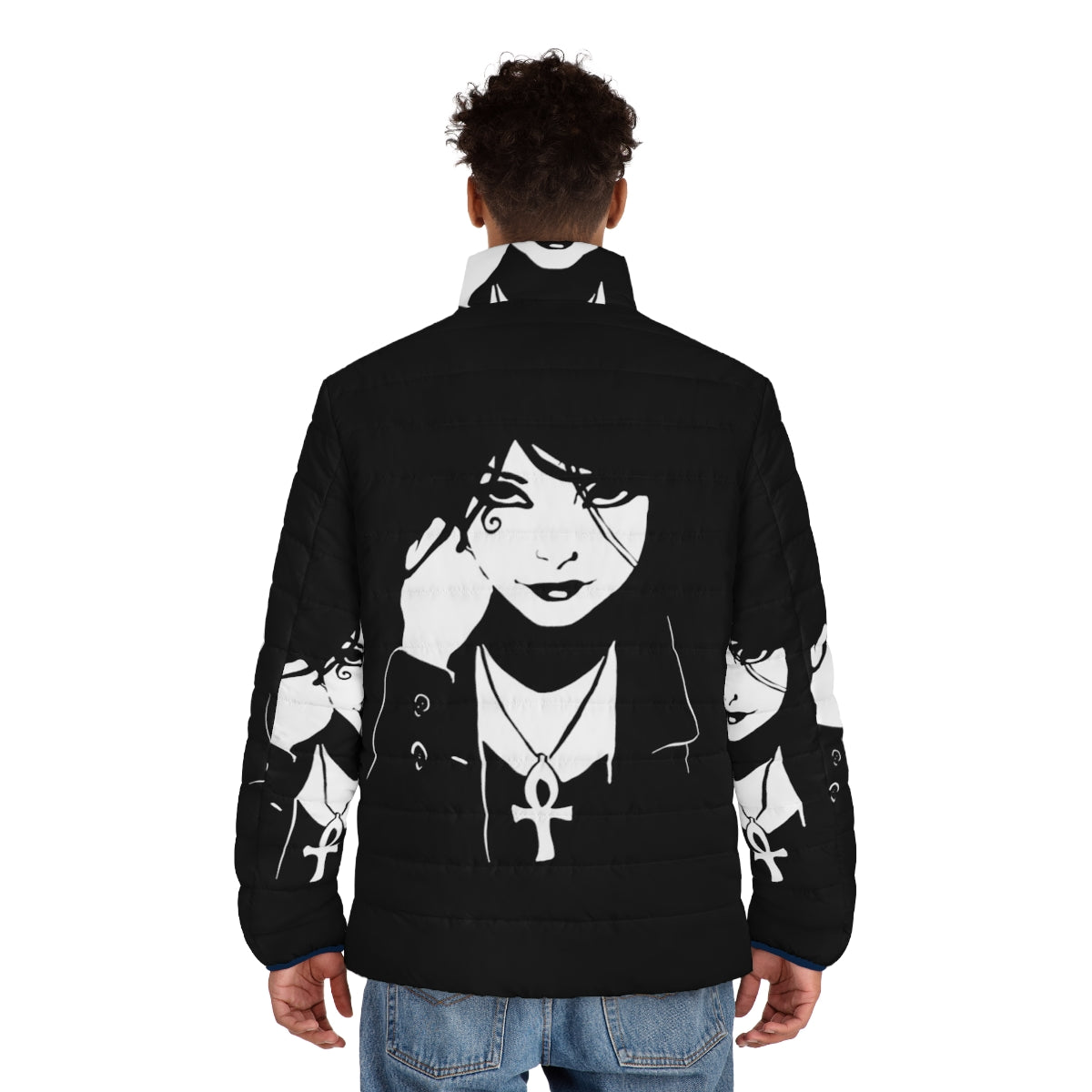 Vertigo Comics Death Sandman DC Puffer Jacket featuring the iconic character from the Sandman graphic novel series - men back