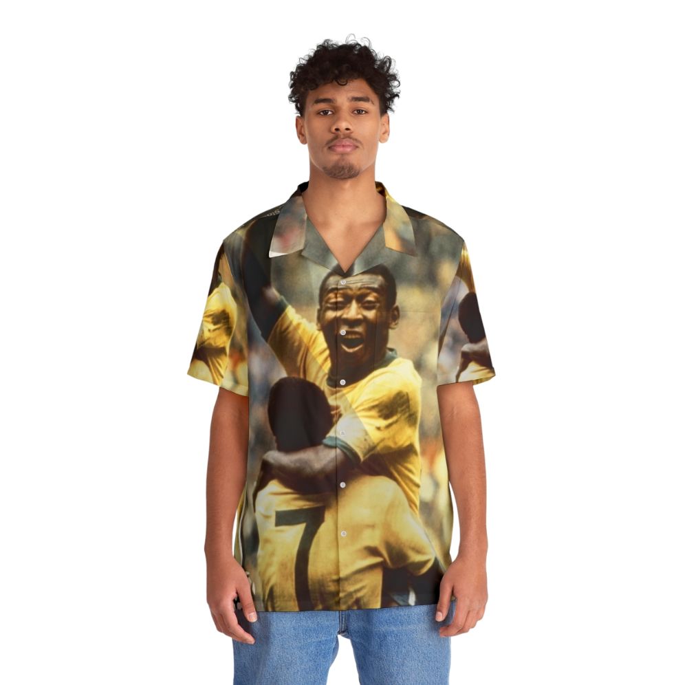 Pele Vintage Hawaiian Shirt - Retro Brazil Football Jersey - People Front