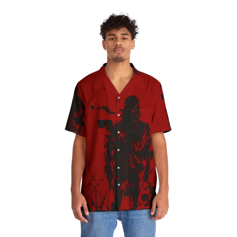 Big Boss MGS3 Red Black Hawaiian Shirt - People Front