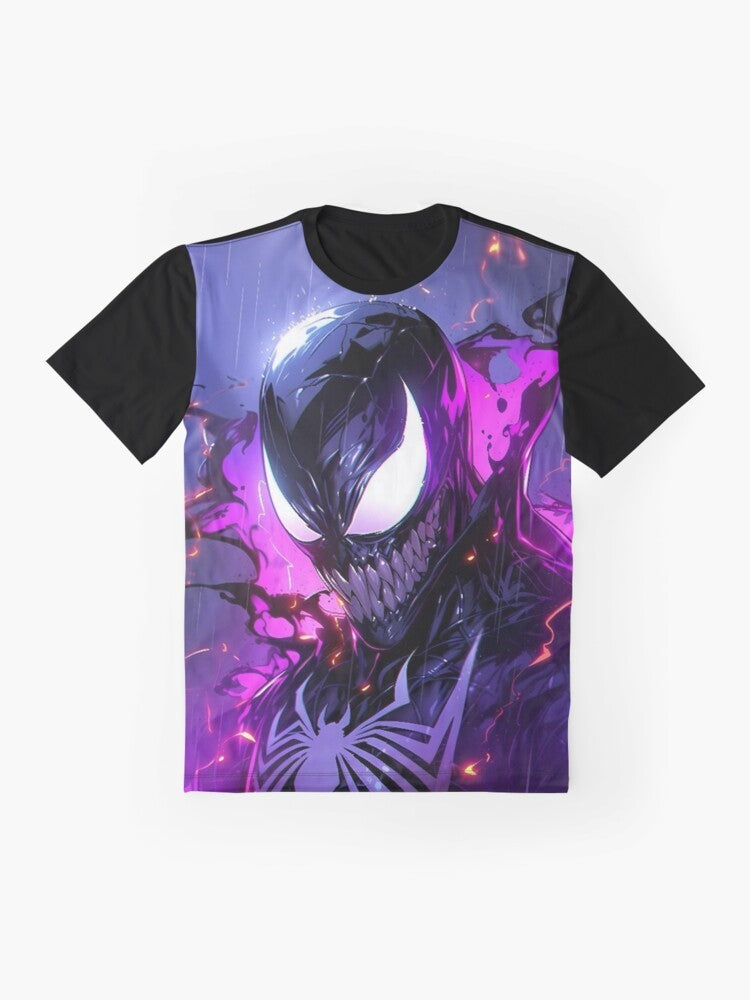 Marvel Symbiote Graphic T-Shirt featuring characters from the Venom and Spiderman comics - Flat lay