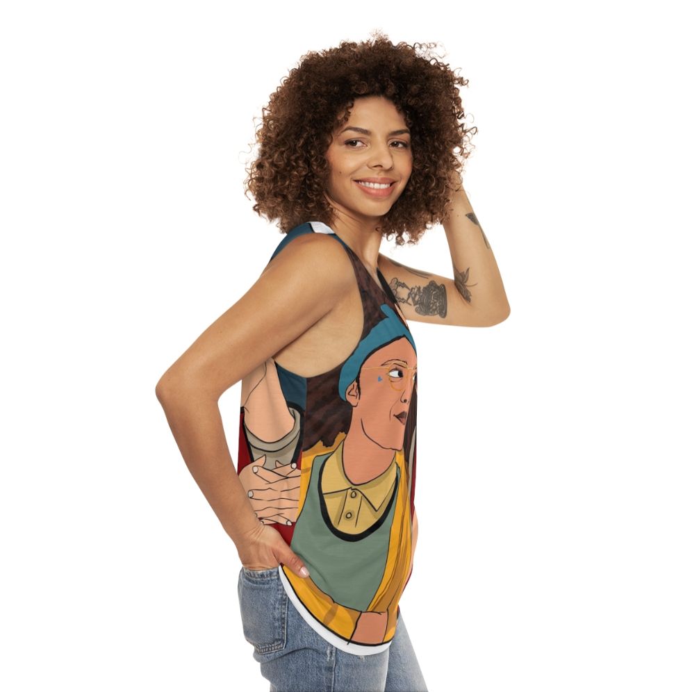 Heartstopper Unisex Tank Top with Charlie and Nick Artwork - women side