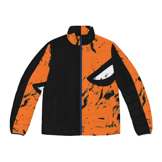 Deathstroke faded puffer jacket with comic book character design