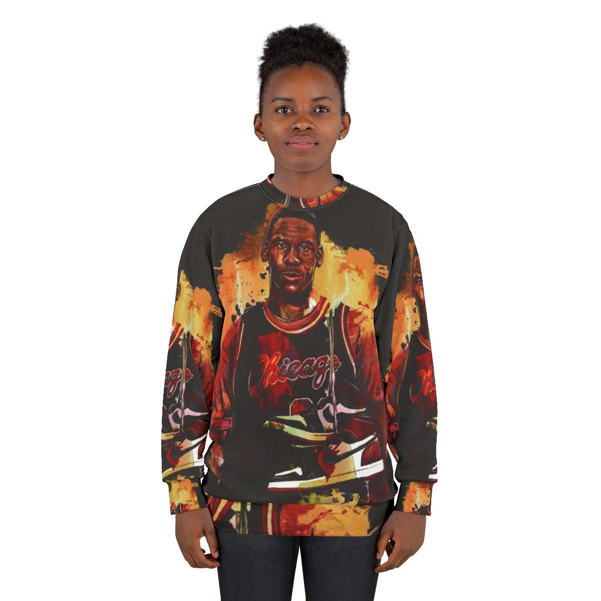 Basketball-themed sweatshirt with MJ sneakers inspired design - women