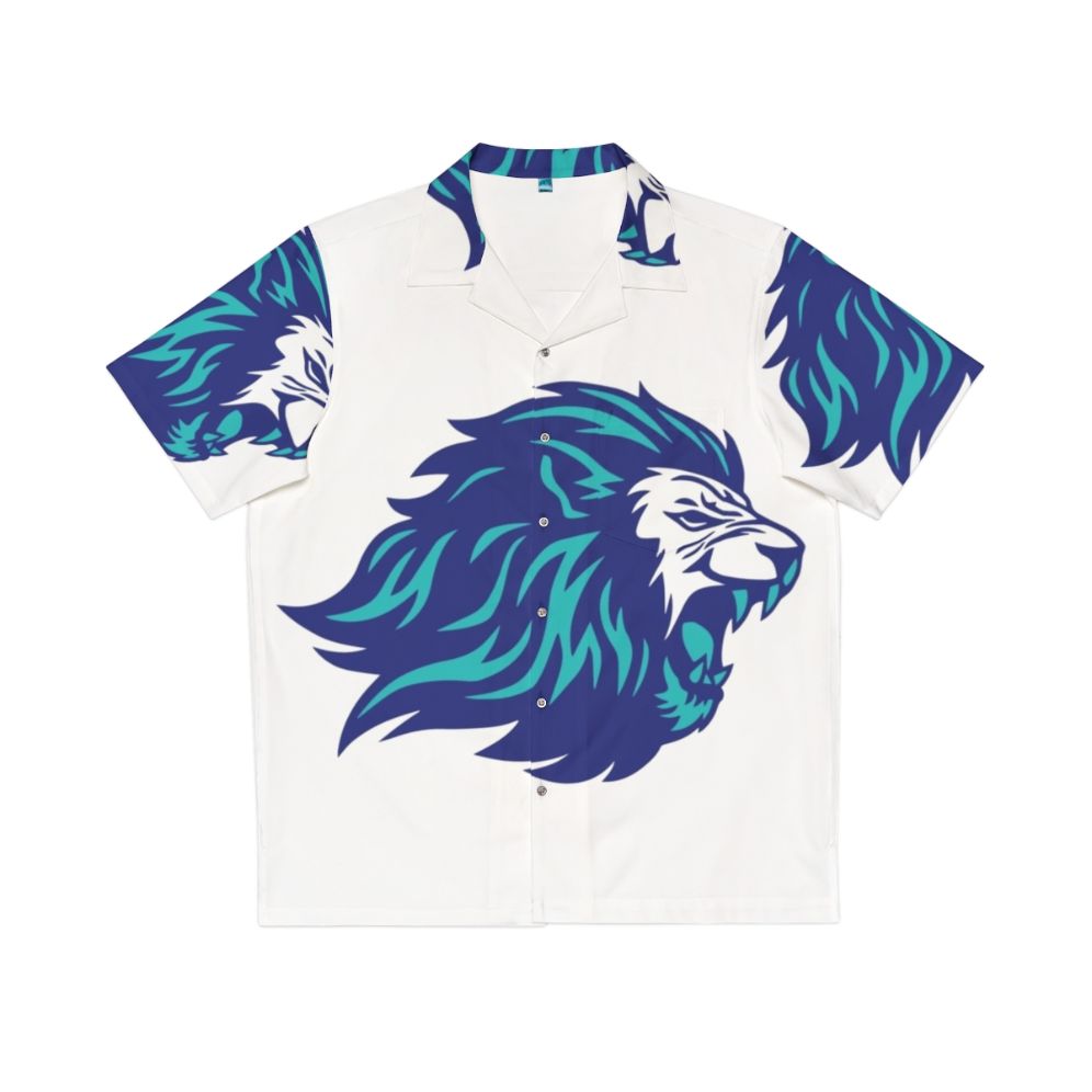 Tropical Blue Lion Animal Print Hawaiian Shirt