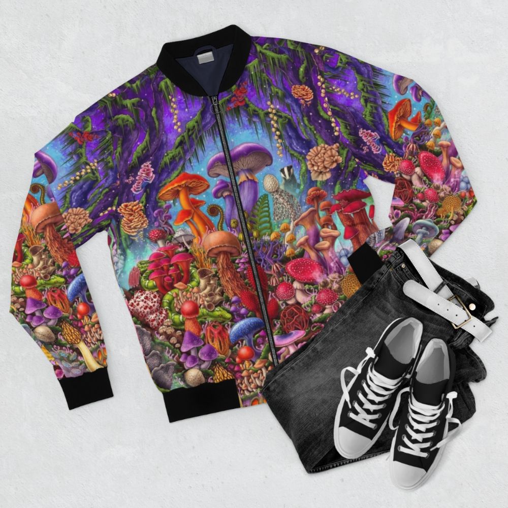 Mushroom forest bomber jacket in original colors - Flat lay