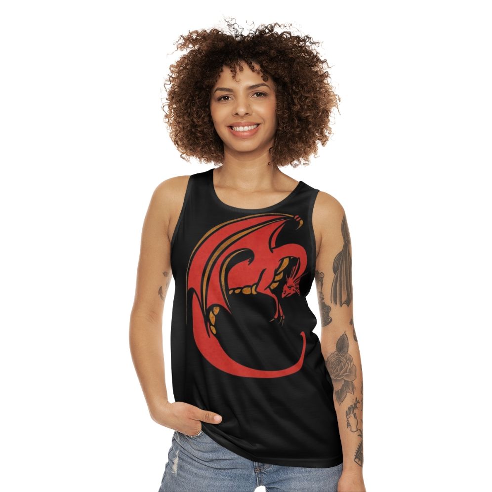 Unisex red dragon tank top - women