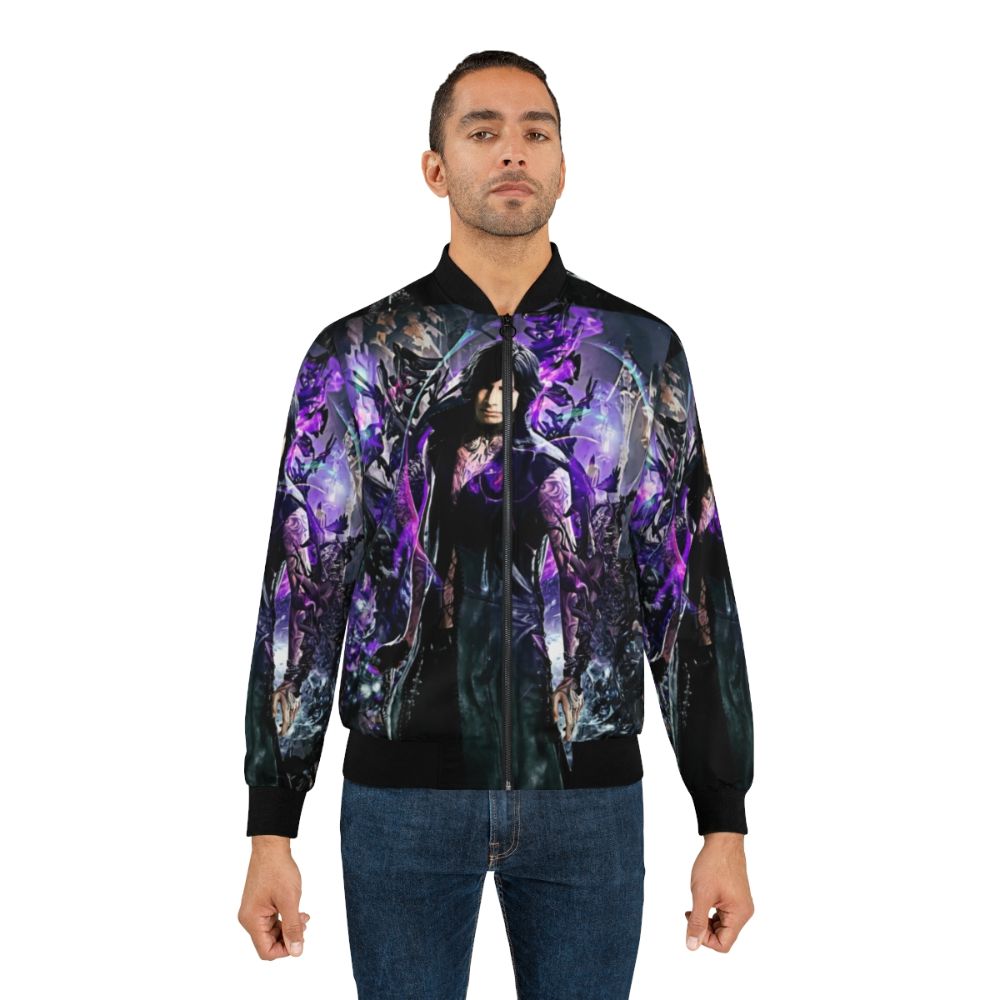 Devil May Cry 5 V Bomber Jacket featuring characters Dante, Nero, and Vergil - Lifestyle