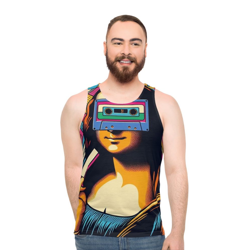 DJ Mona Unisex Tank Top featuring Mona Lisa artwork - men