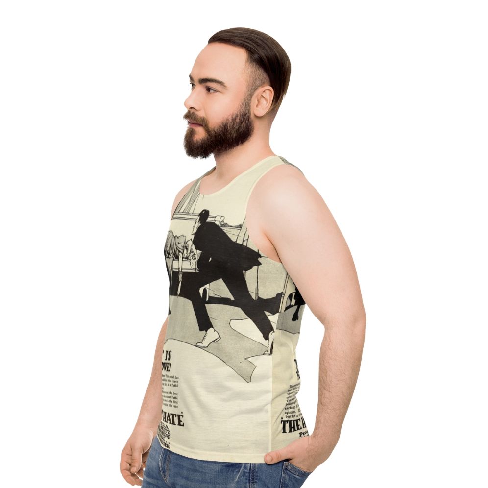 Unisex tank top featuring vintage silent movie design - men side