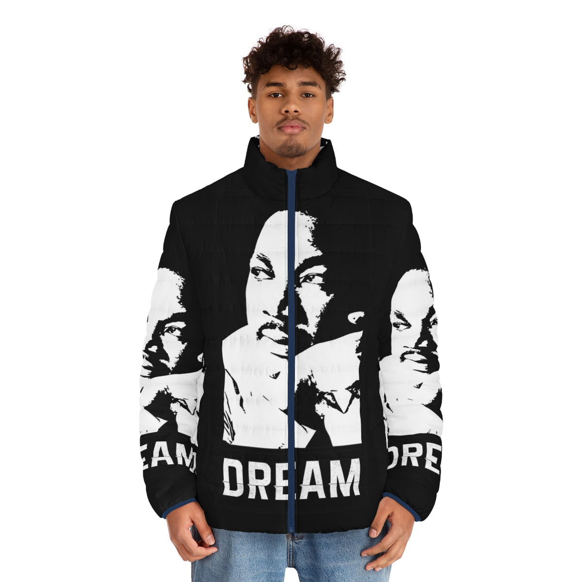 Martin Luther King Jr. puffer jacket featuring "I Have a Dream" design - men front