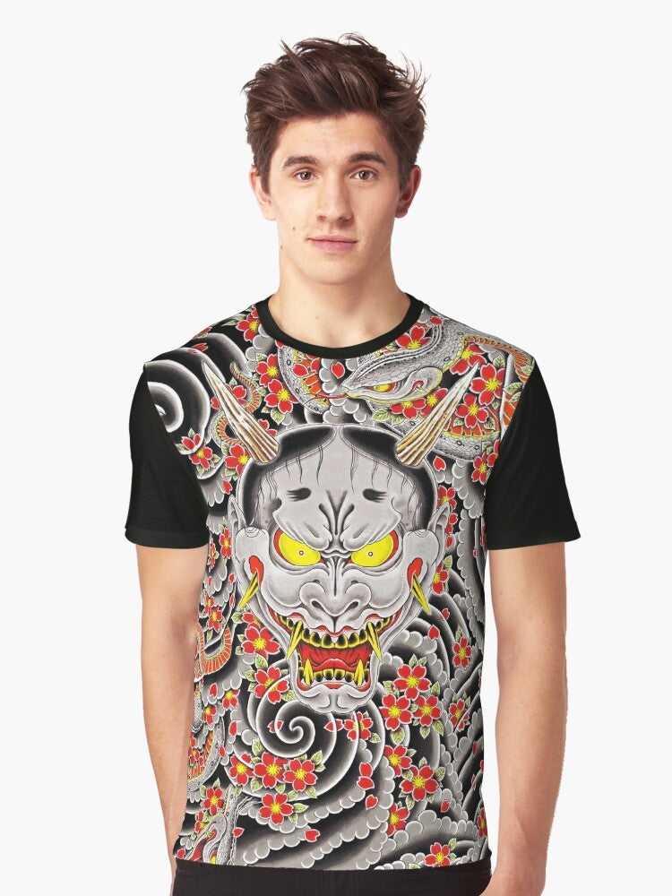 Goro Majima's Hannya demon blade graphic t-shirt from the Yakuza 0 video game. - Men