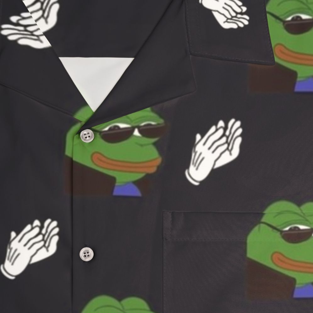 Ez Clap Hawaiian Shirt with Rare Pepe Design - Detail