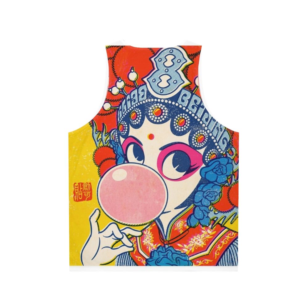 Unisex tank top featuring a pop art design inspired by Chinese culture and Beijing opera - Back