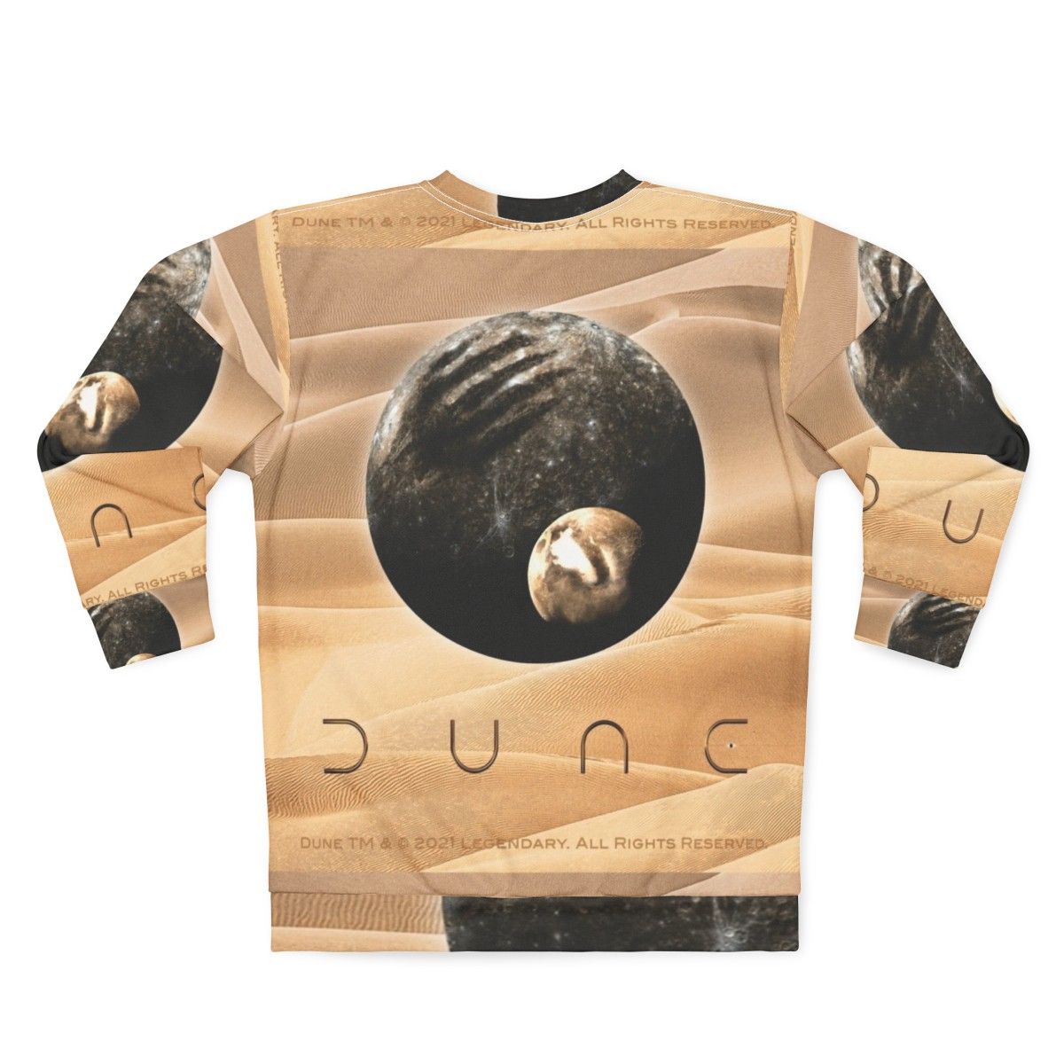 Dune-inspired cinematic sweatshirt featuring planet and moon designs - Back