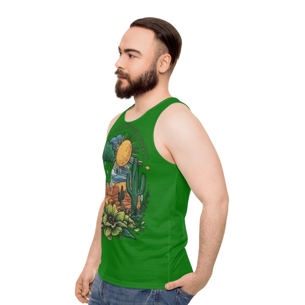 Floral unisex tank top with nature inspired design - men side