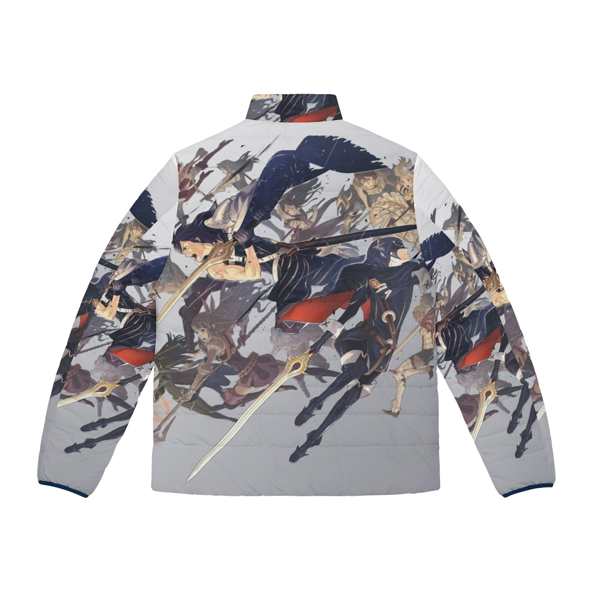 Fire Emblem Awakening inspired puffer jacket featuring the game's iconic box art design - Back